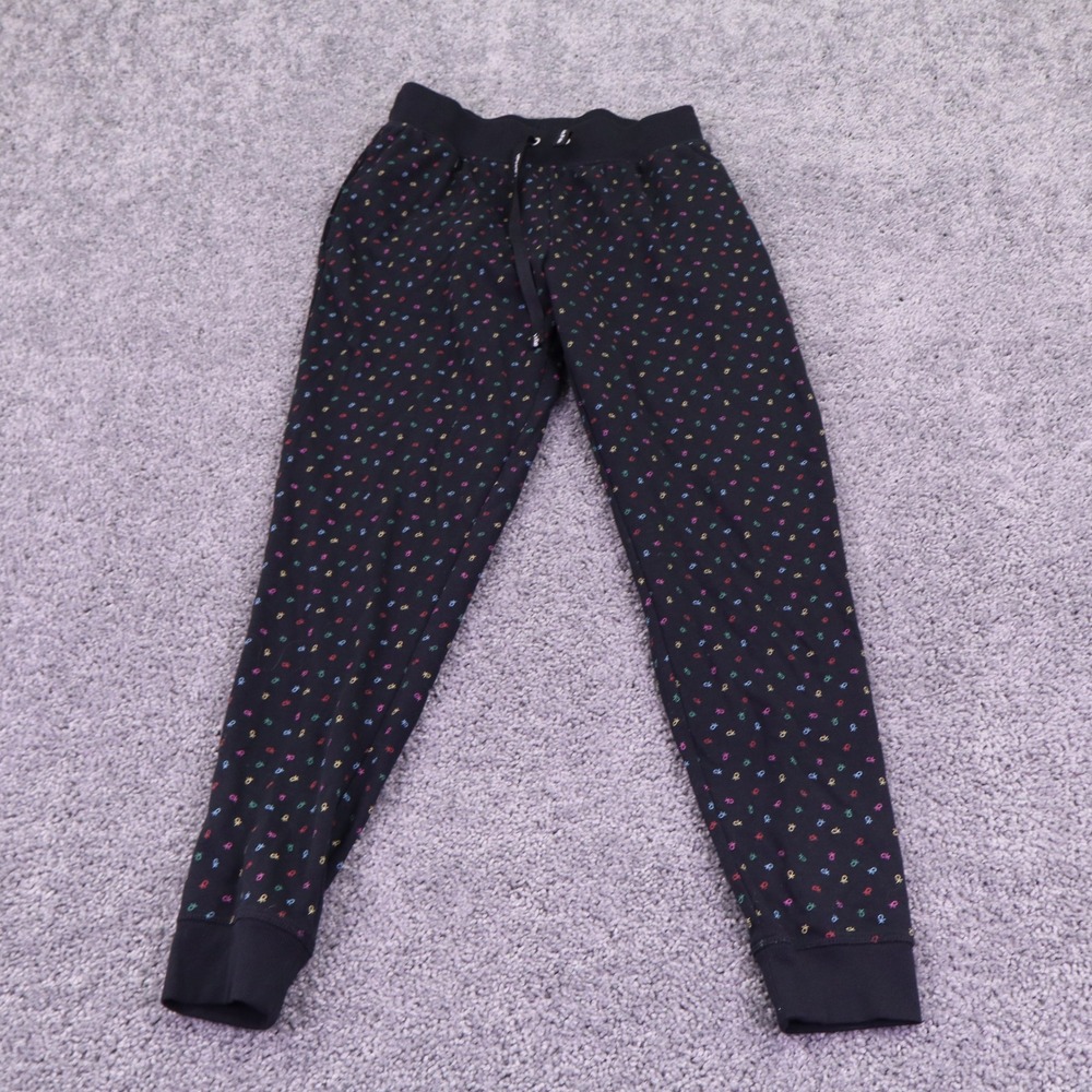 Calvin Klein Joggers Womens Small Black Multicolor Logo Sleepwear Lounge Pants